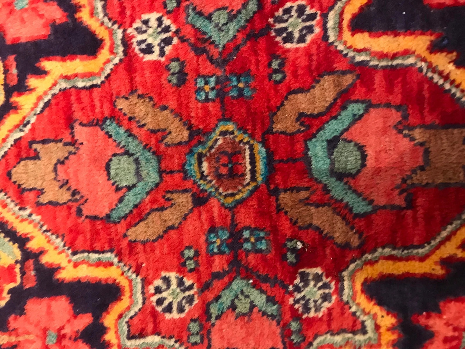 4.5 x 6.6 Vintage Tribal Geometric Navy 100% Wool Vegetable Dye Rug