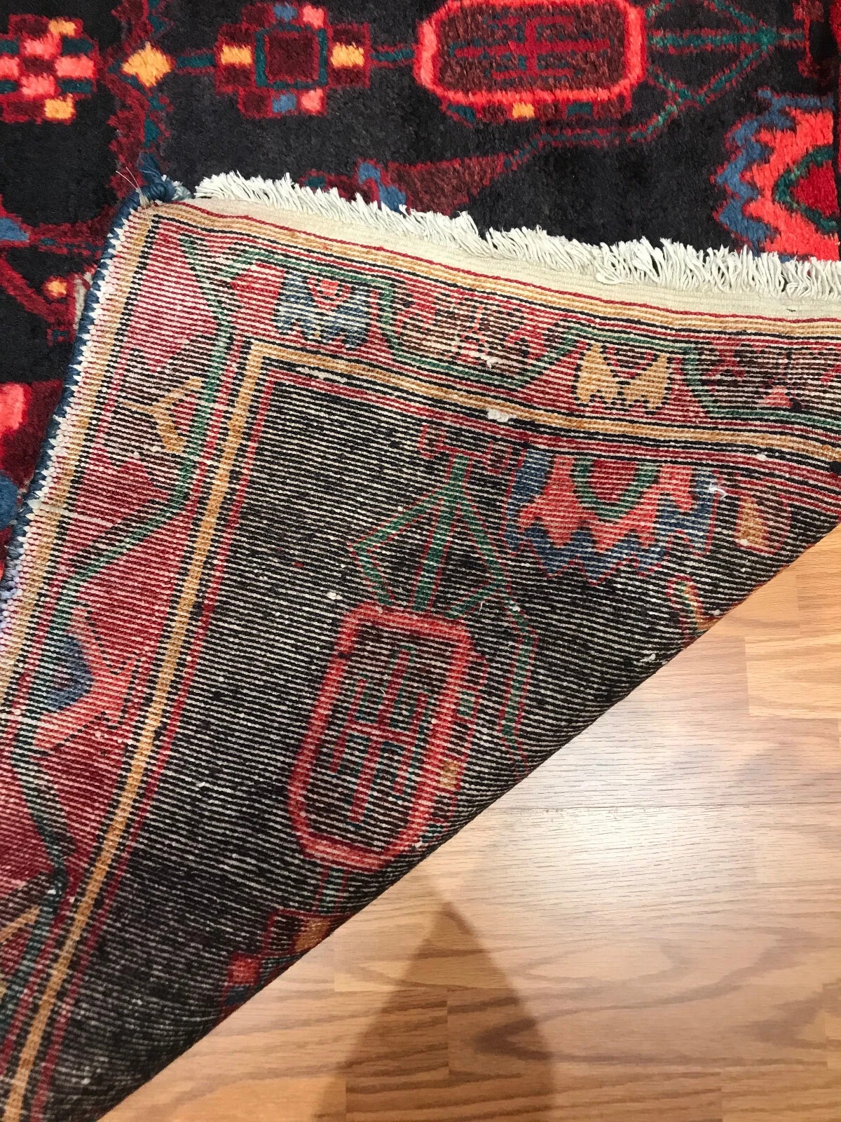 4.8 x 7.4 Vintage Tribal Geometric Red 100% Wool Vegetable Dye
