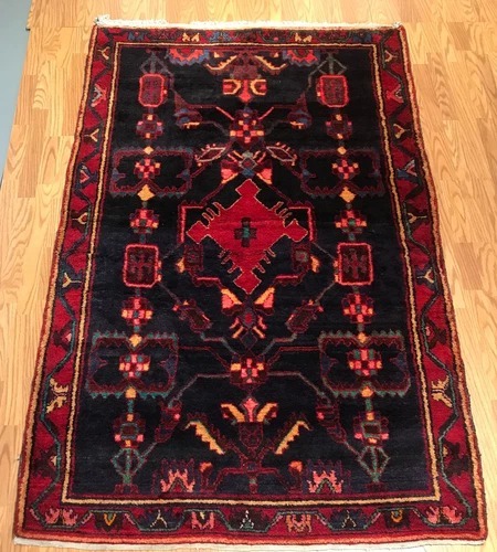 4.8 x 7.4 Vintage Tribal Geometric Red 100% Wool Vegetable Dye