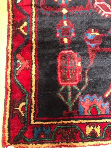4.8 x 7.4 Vintage Tribal Geometric Red 100% Wool Vegetable Dye