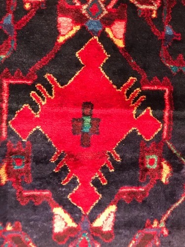4.8 x 7.4 Vintage Tribal Geometric Red 100% Wool Vegetable Dye
