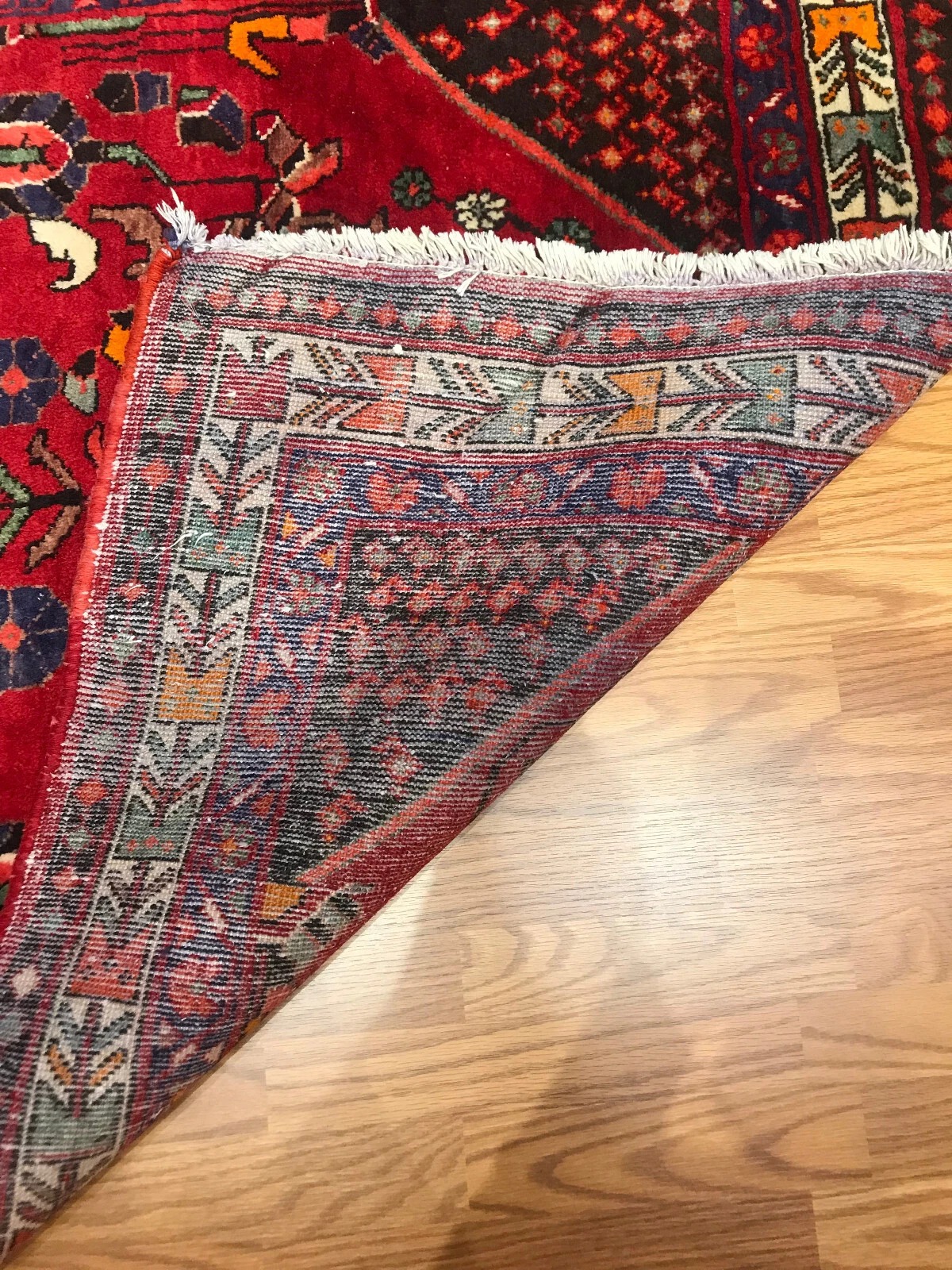 5.1 x 6.7 Vintage Tribal Geometric Red 100% Wool Vegetable Dye