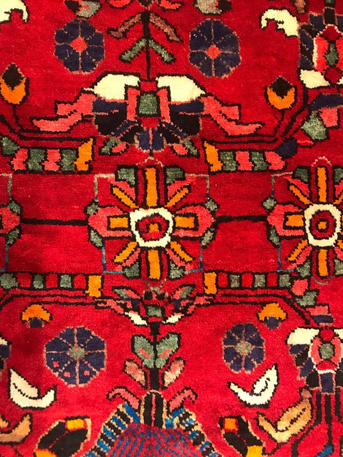 5.1 x 6.7 Vintage Tribal Geometric Red 100% Wool Vegetable Dye