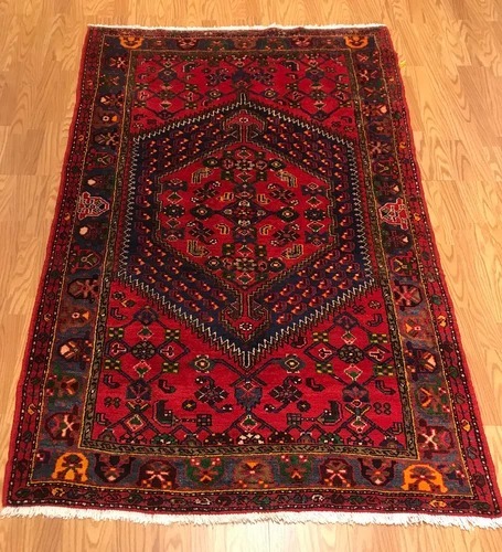 4.3 x 6.11 ft Vintage Tribal Geometric 100% Wool Hand Knotted Vegetable Dye Rug 418176 Montaage Inc.