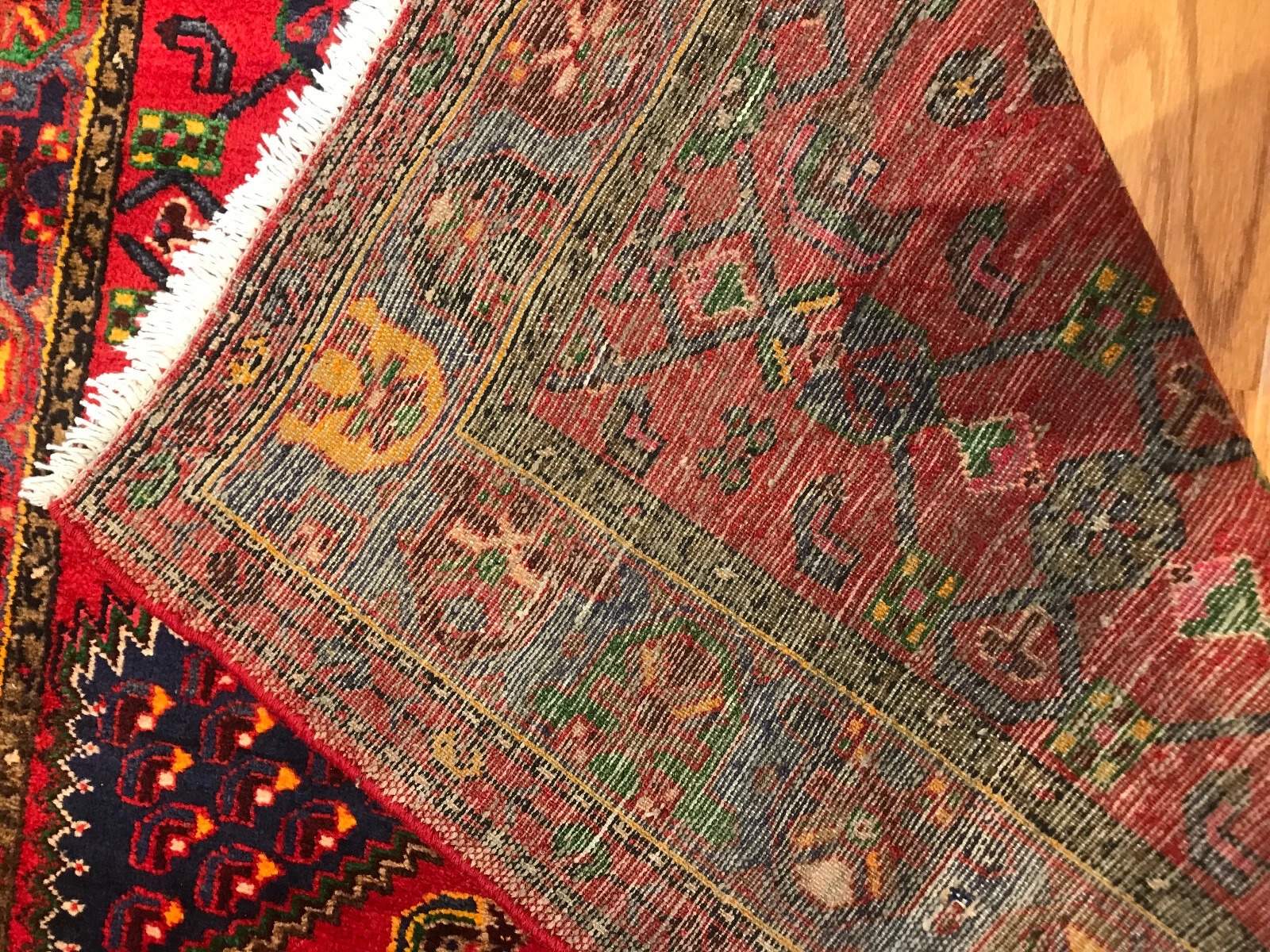 4.3 x 6.11 ft Vintage Tribal Geometric 100% Wool Hand Knotted Vegetable Dye Rug