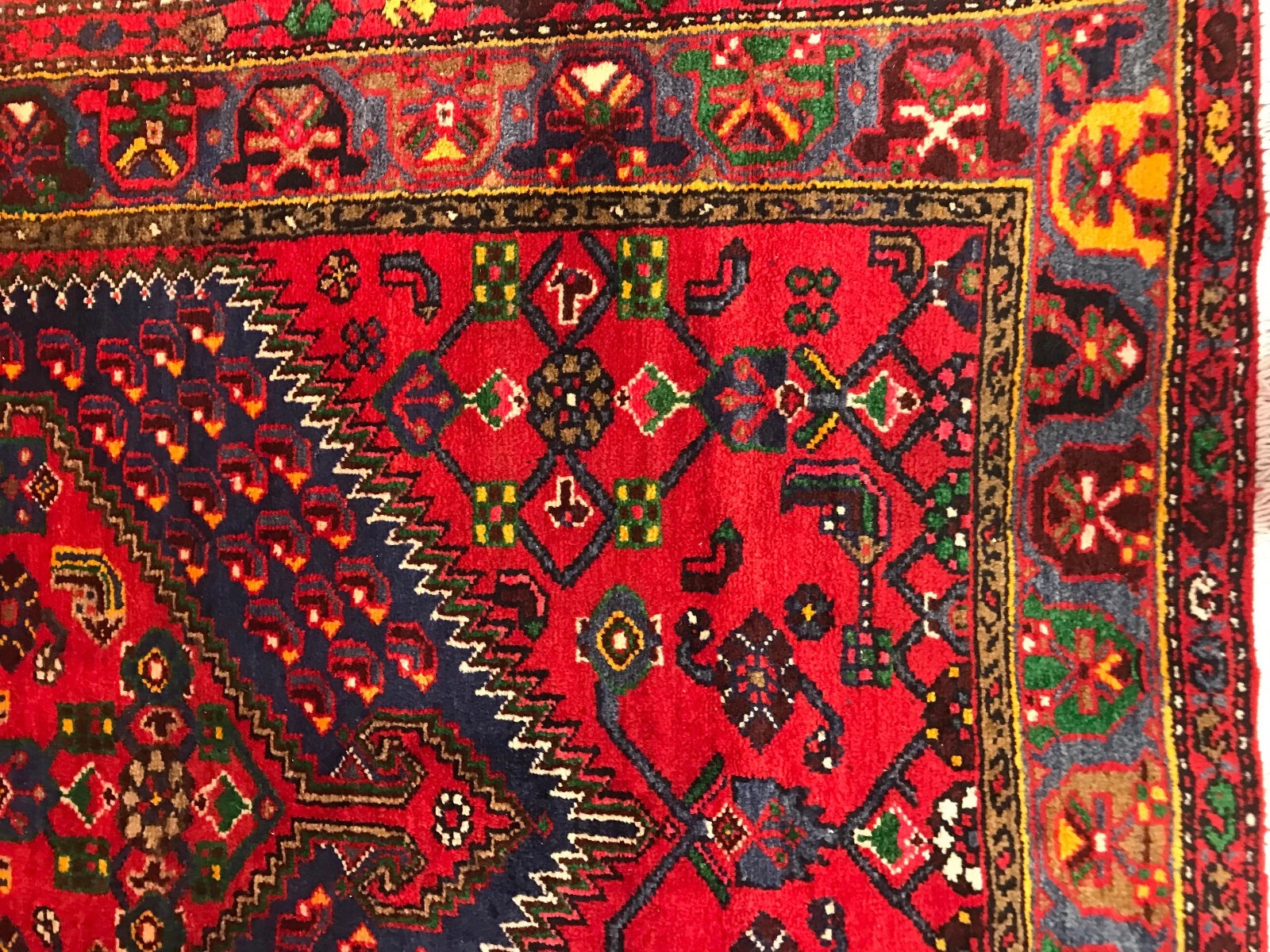 4.3 x 6.11 ft Vintage Tribal Geometric 100% Wool Hand Knotted Vegetable Dye Rug