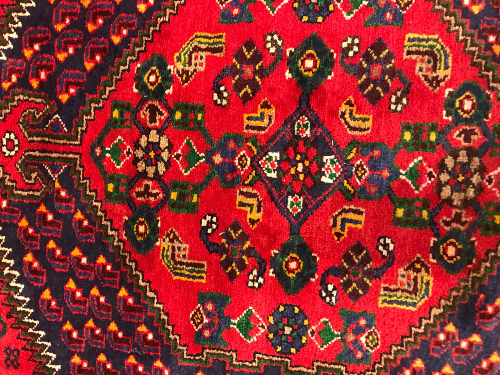 4.3 x 6.11 ft Vintage Tribal Geometric 100% Wool Hand Knotted Vegetable Dye Rug