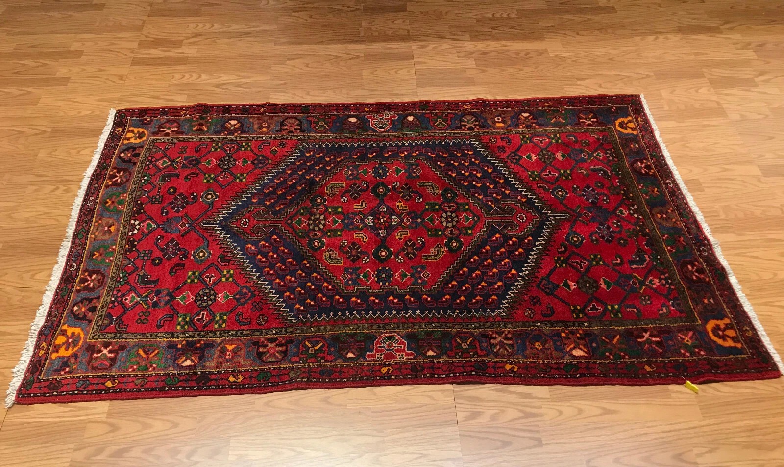 4.3 x 6.11 ft Vintage Tribal Geometric 100% Wool Hand Knotted Vegetable Dye Rug