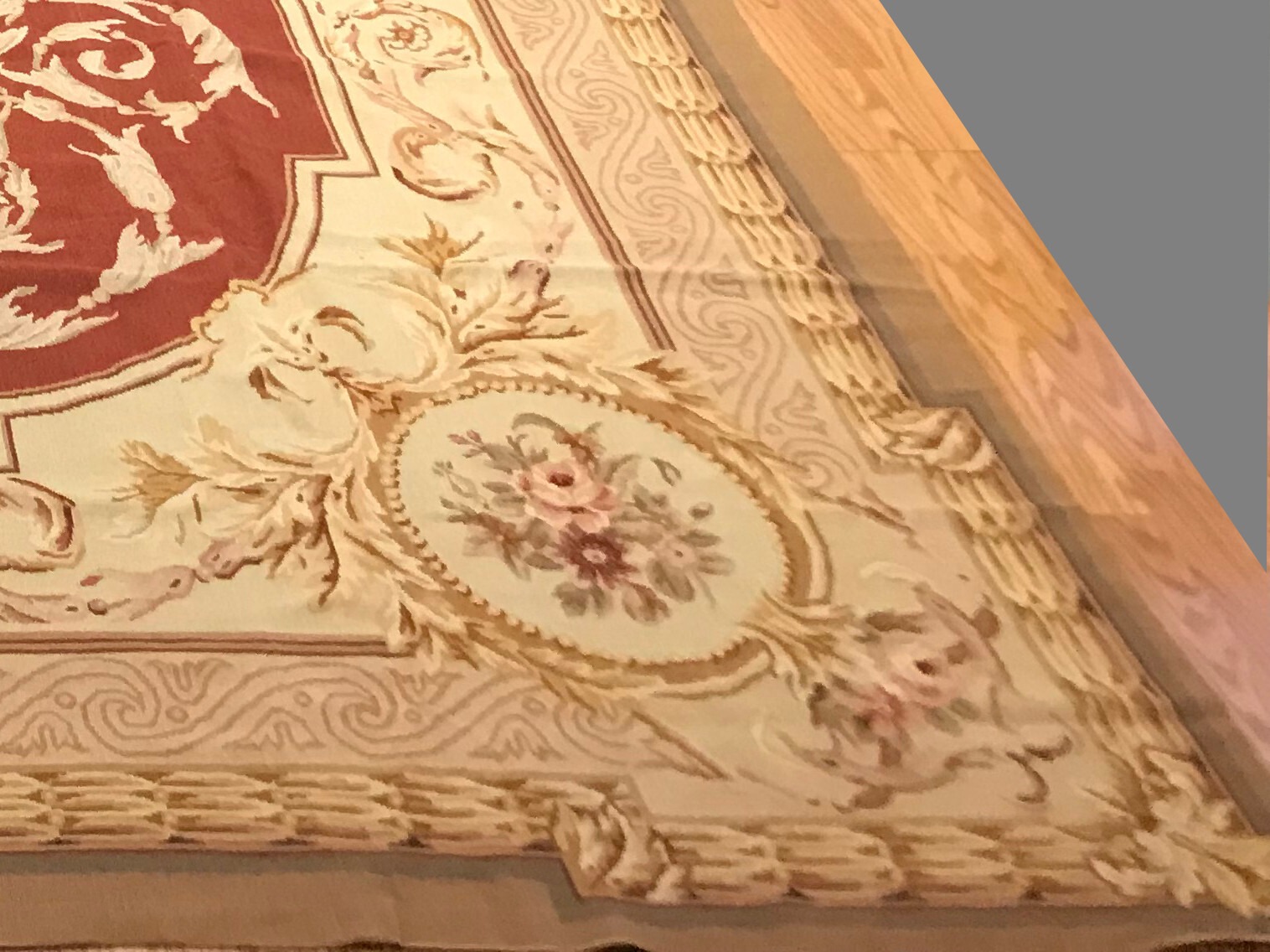 9.8 x 13.8 French Aubusson Hand knotted Needle Point 100% Wool