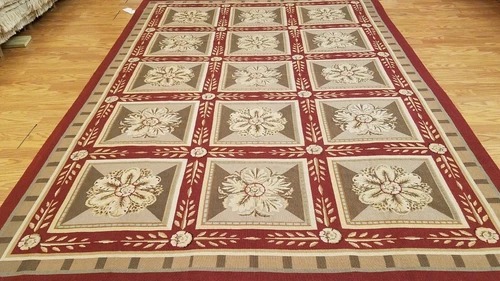 6 x 9 Hand woven French Aubusson Needle point 100% wool Area rug Multicolor