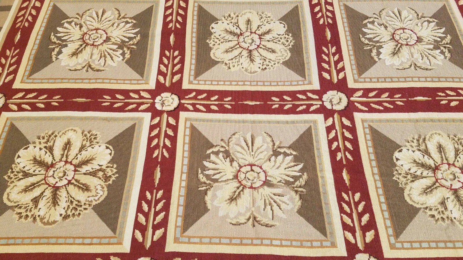 6 x 9 Hand woven French Aubusson Needle point 100% wool Area rug