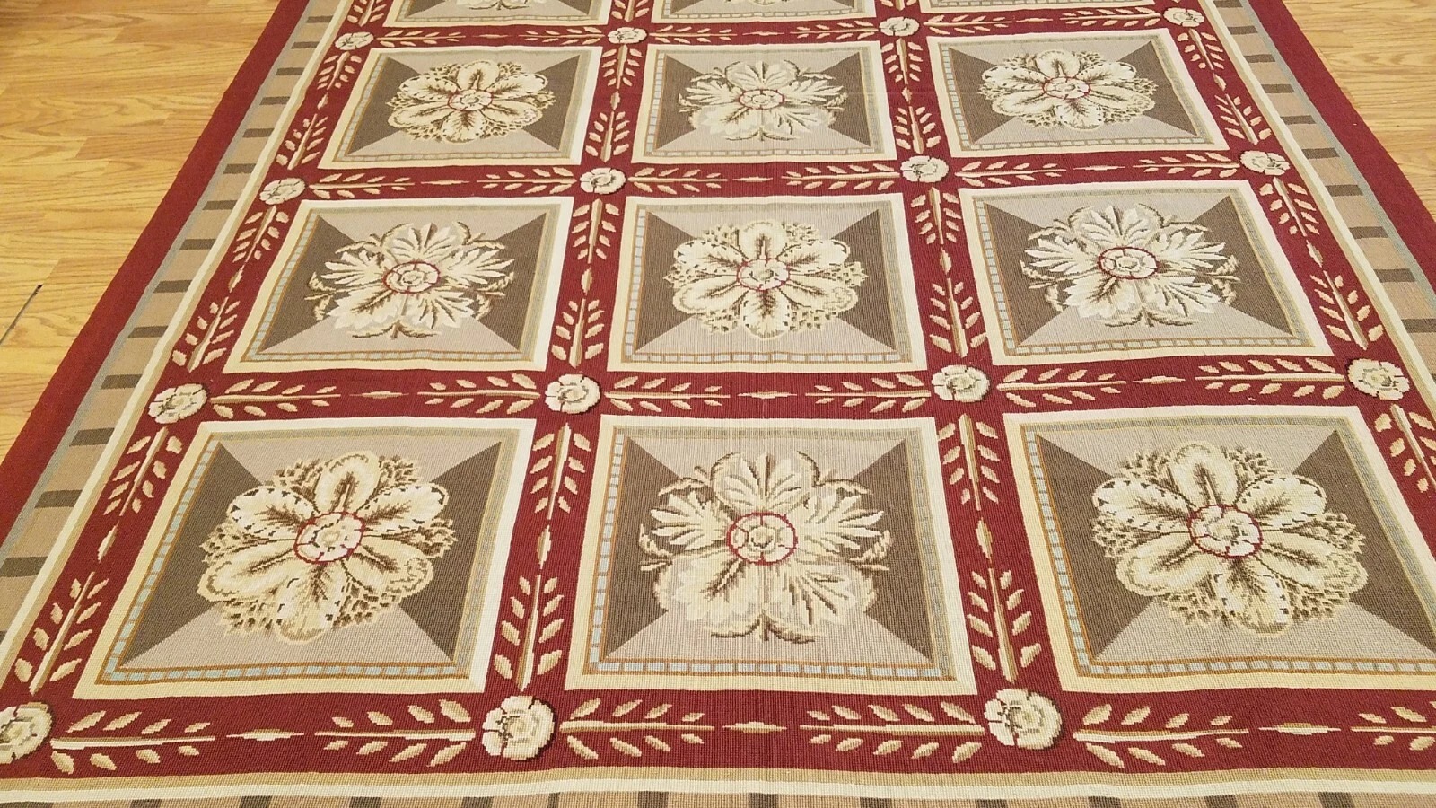 6 x 9 Hand woven French Aubusson Needle point 100% wool Area rug