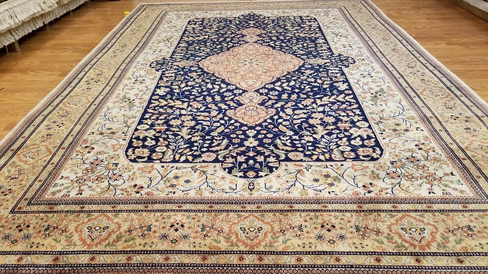 7 x 10 Top Quality Vegetable Dye Navy & Gold Tabatabaei Hand Knotted Wool Rug