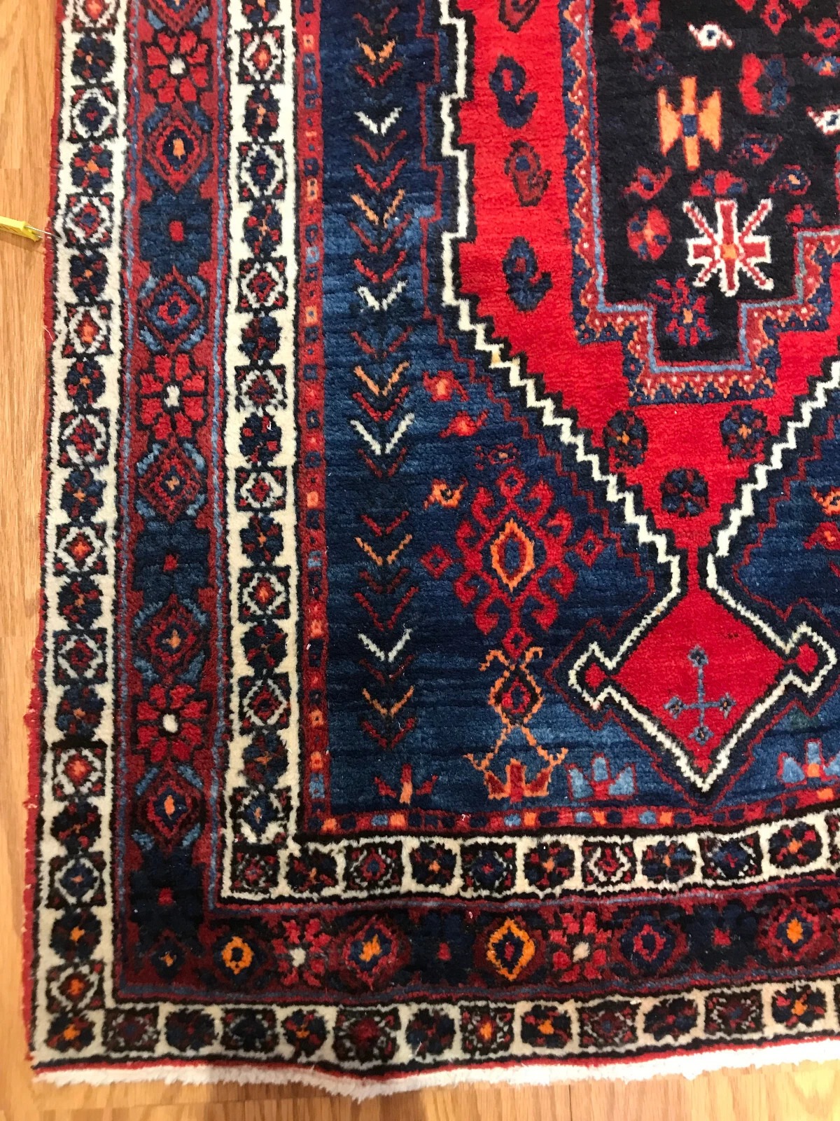 5.1 x 6.10 Vintage Tribal Geometric Red 100% Wool Vegetable Dye Rug