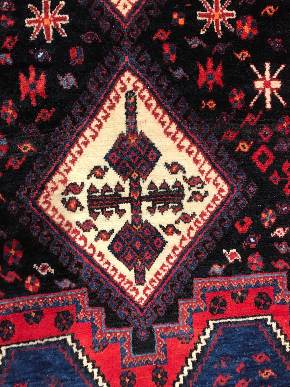5.1 x 6.10 Vintage Tribal Geometric Red 100% Wool Vegetable Dye Rug