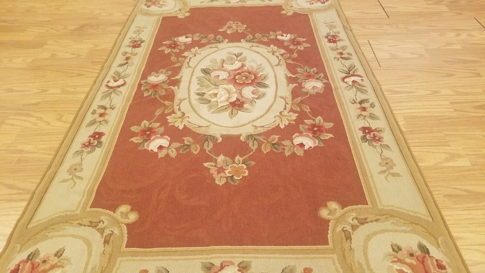 3 x 5 French Aubusson Hand Knotted Wool Needle Point Rug