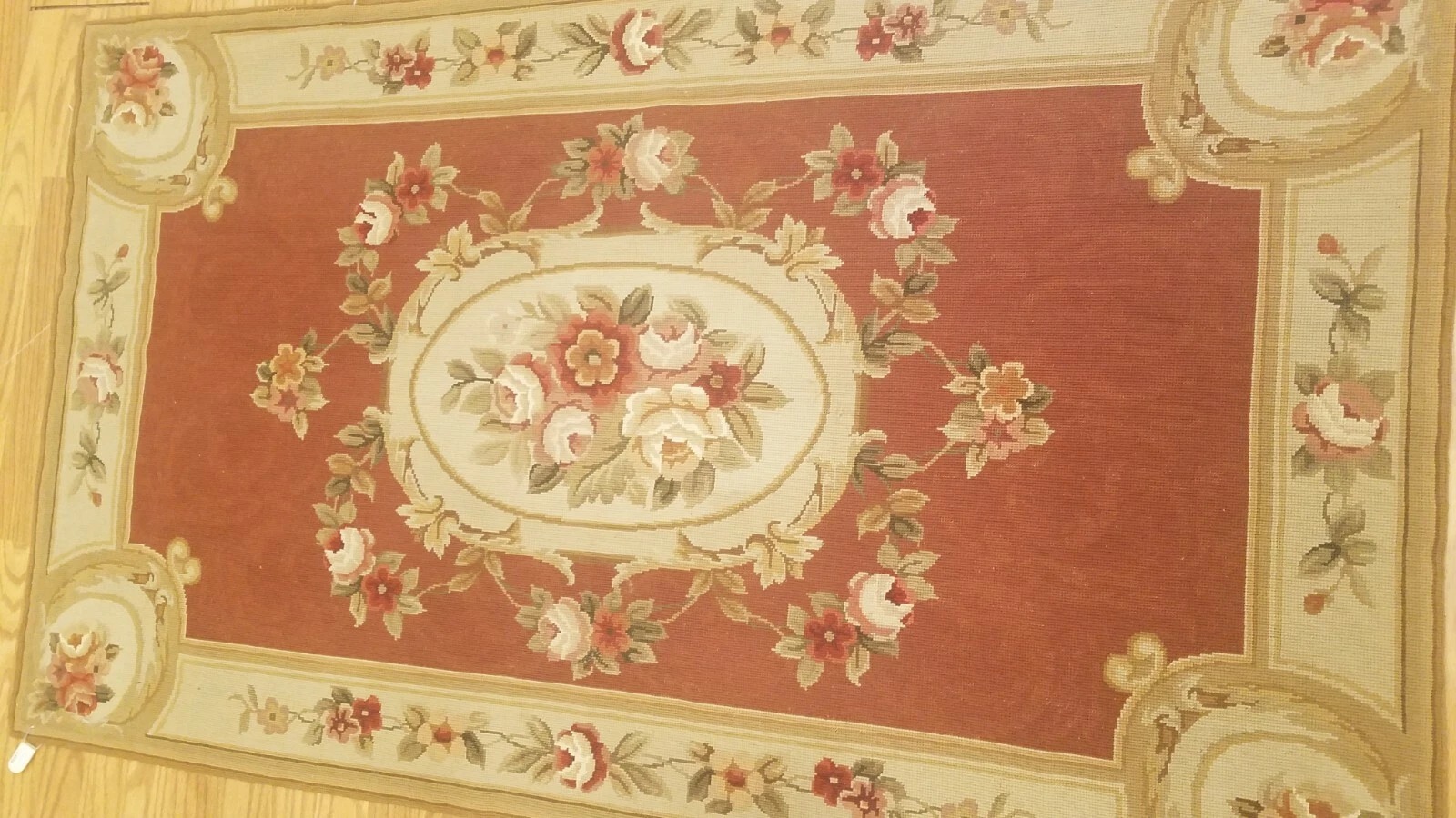 3 x 5 French Aubusson Hand Knotted Wool Needle Point Rug