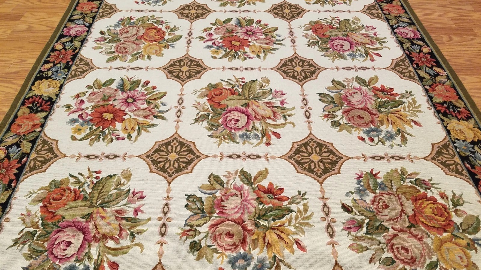 5 x 8 Hand woven French Aubusson Needle point 100% wool Area rug