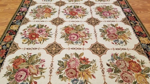 5 x 8 Hand woven French Aubusson Needle point 100% wool Area rug