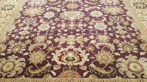 9 x 12 Eggplant Indo Agra All-Over Wool Hand-Knotted Oriental Rug