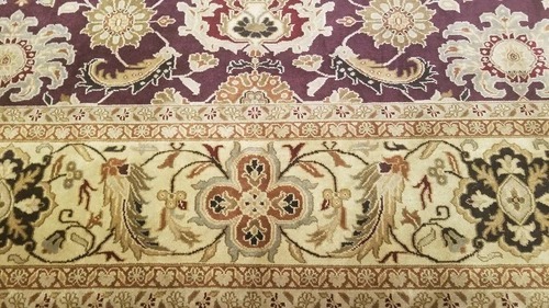9 x 12 Eggplant Indo Agra All-Over Wool Hand-Knotted Oriental Rug