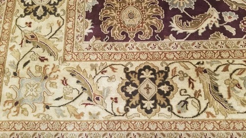 9 x 12 Eggplant Indo Agra All-Over Wool Hand-Knotted Oriental Rug