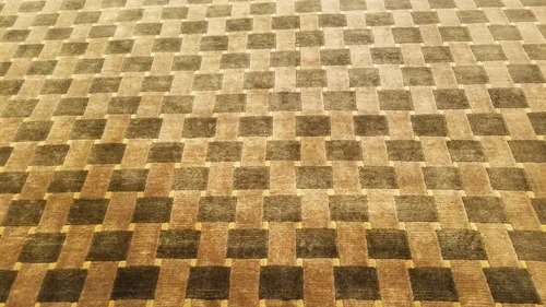 6 x 9 Brown & Olive Modern Checked Hand Knotted Wool Nepal rug