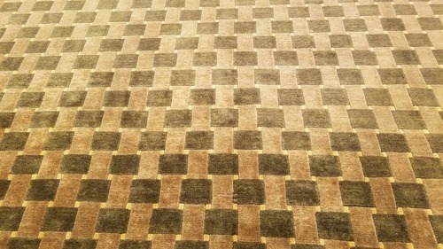 6 x 9 Brown & Olive Modern Checked Hand Knotted Wool Nepal rug