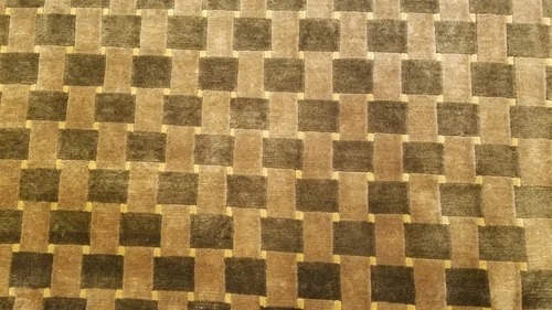 6 x 9 Brown & Olive Modern Checked Hand Knotted Wool Nepal rug