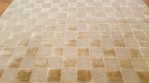 6 x 9 Gold Modern Checked Handmade Nepal rug