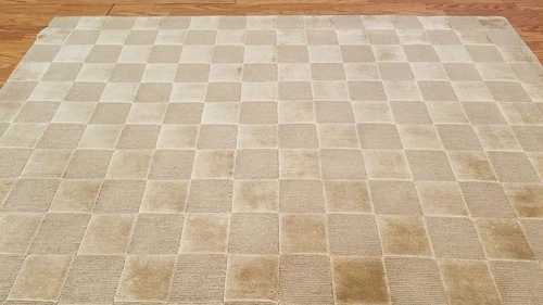 6 x 9 Gold Modern Checked Handmade Nepal rug