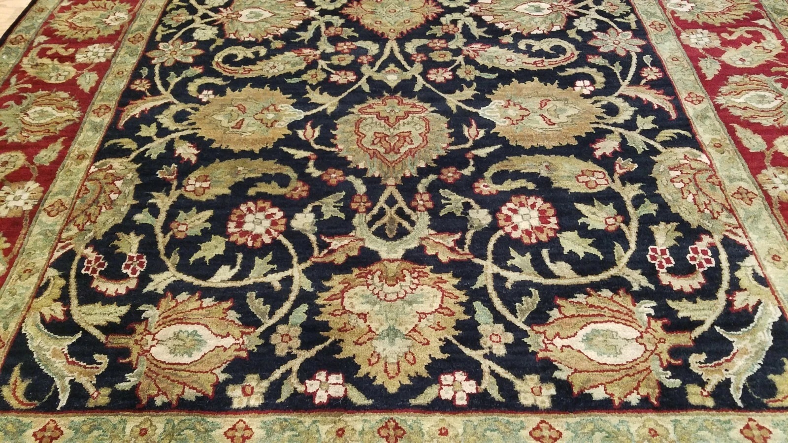 6 x 9 Black Indo Agra Hand Knotted hand Span wool fine Quality rug