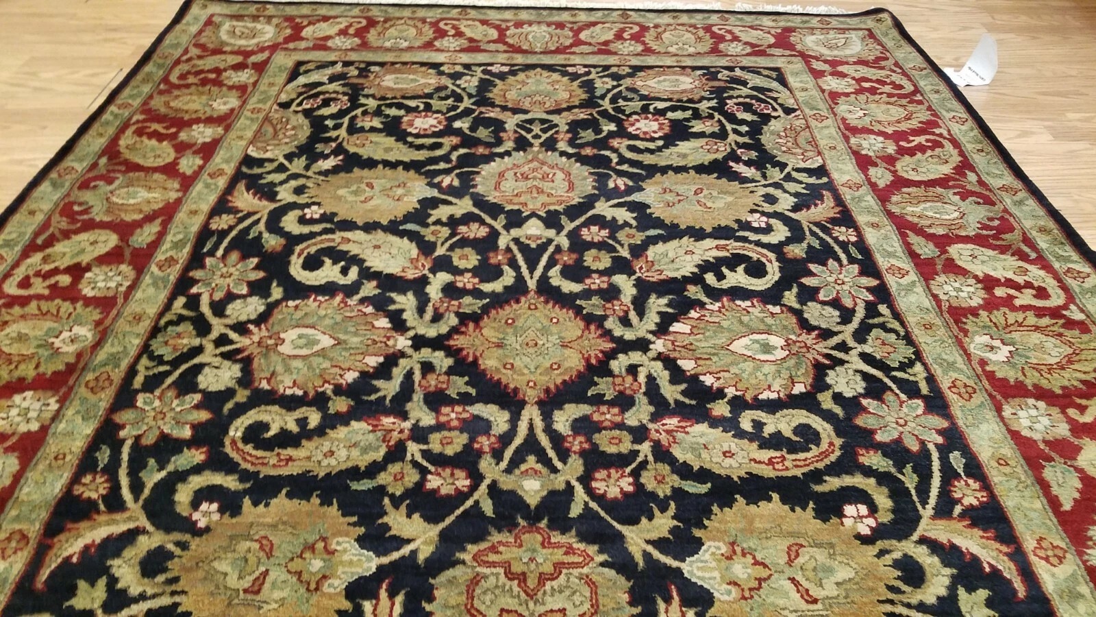 6 x 9 Black Indo Agra Hand Knotted hand Span wool fine Quality rug