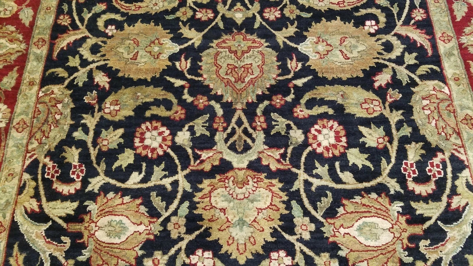 6 x 9 Black Indo Agra Hand Knotted hand Span wool fine Quality rug