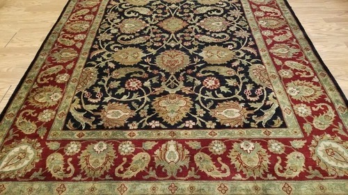 6 x 9 Black Indo Agra Hand Knotted hand Span wool fine Quality rug