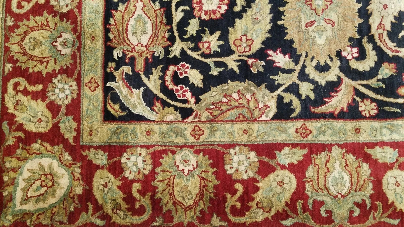 6 x 9 Black Indo Agra Hand Knotted hand Span wool fine Quality rug