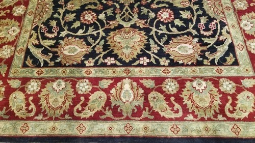 6 x 9 Black Indo Agra Hand Knotted hand Span wool fine Quality rug