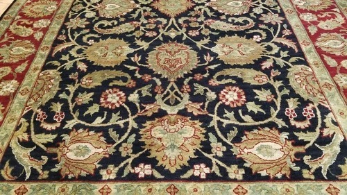 6 x 9 Black Indo Agra Hand Knotted hand Span wool fine Quality rug