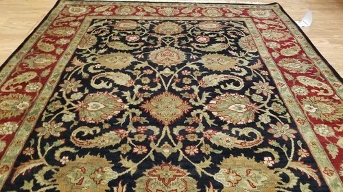 6 x 9 Black Indo Agra Hand Knotted hand Span wool fine Quality rug