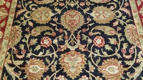 6 x 9 Black Indo Agra Hand Knotted hand Span wool fine Quality rug