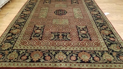 6 x 9 Red Indo Agra Hand Knotted hand Span wool fine Quality rug