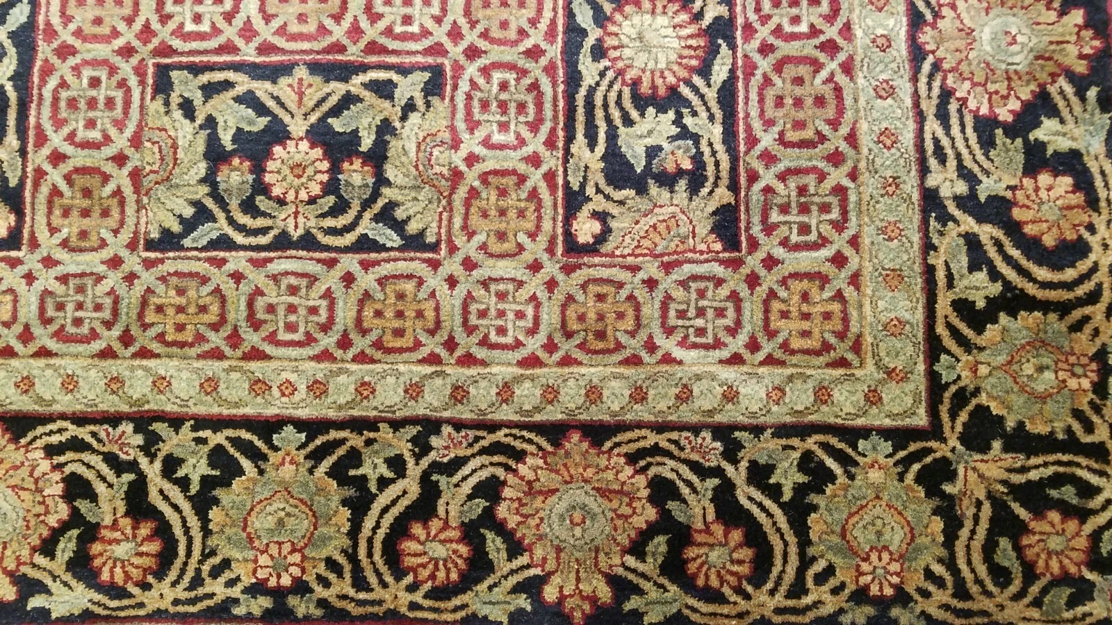 6 x 9 Red Indo Agra Hand Knotted hand Span wool fine Quality rug