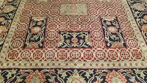 6 x 9 Red Indo Agra Hand Knotted hand Span wool fine Quality rug