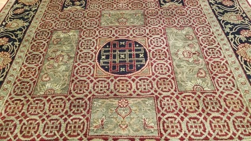 6 x 9 Red Indo Agra Hand Knotted hand Span wool fine Quality rug
