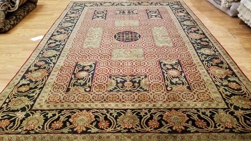 6 x 9 Red Indo Agra Hand Knotted hand Span wool fine Quality rug
