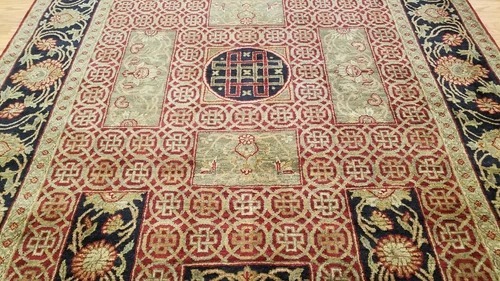 6 x 9 Red Indo Agra Hand Knotted hand Span wool fine Quality rug