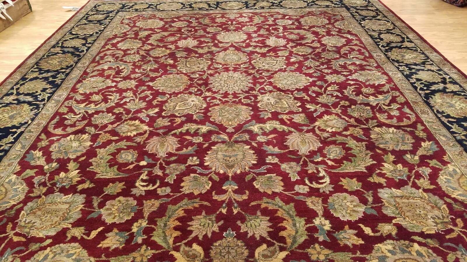 8 x 10 Burgundy Red Fine Indo Agra Hand Knotted Rug