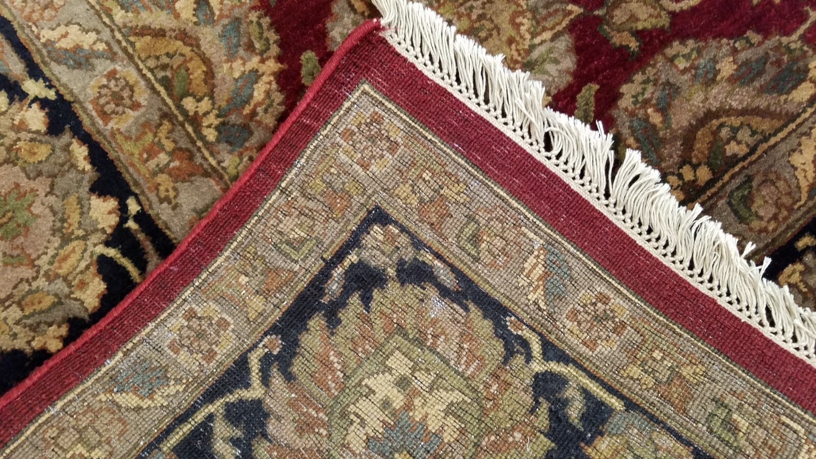 8 x 10 Burgundy Red Fine Indo Agra Hand Knotted Rug