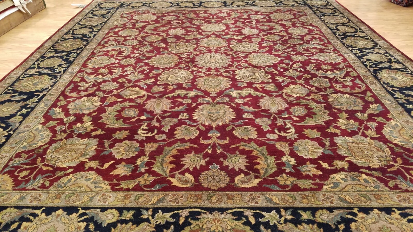 8 x 10 Burgundy Red Fine Indo Agra Hand Knotted Rug
