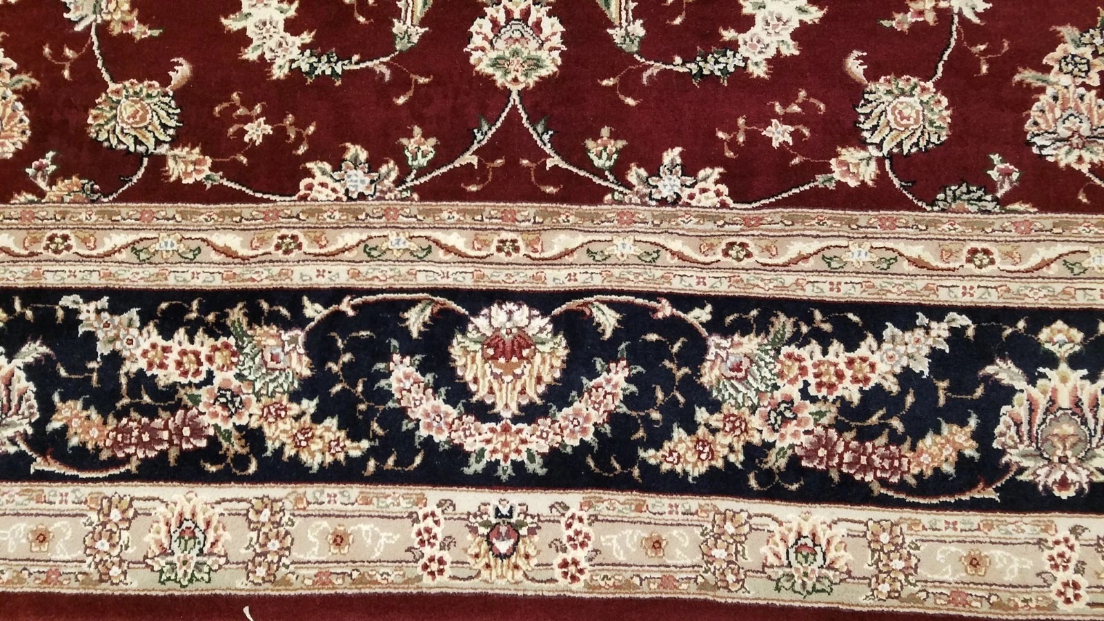 8 x 10 Fine Quality Sino Burgundy Wool & Silk Hand Knottedl Rug